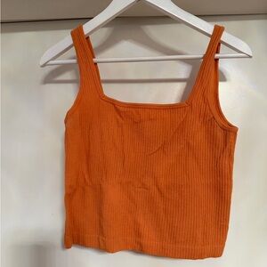 Orange Ribbed Tank Top